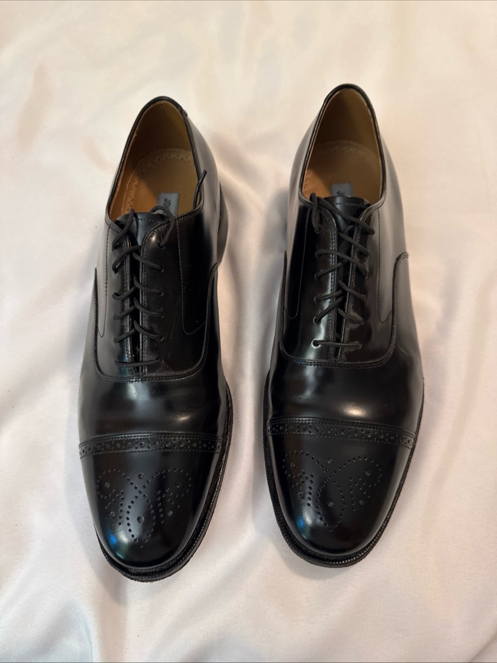 Johnston & Murphy Black Cap-Toe Brogue Oxfords